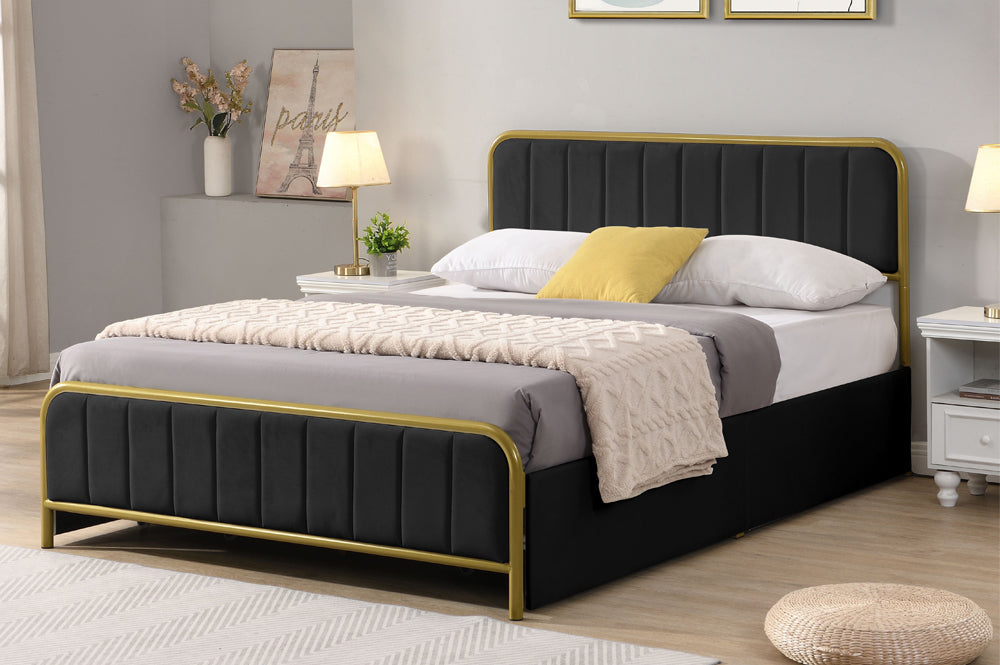 Gottingen Storage Bed - Black Velvet or White Velvet
