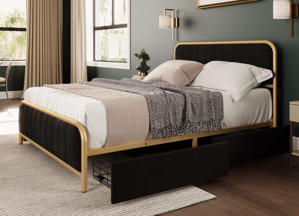 Gottingen Storage Bed - Black Velvet or White Velvet