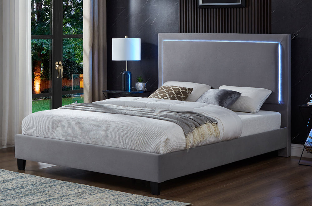 Quinpool Platform Bed - Grey Velvet