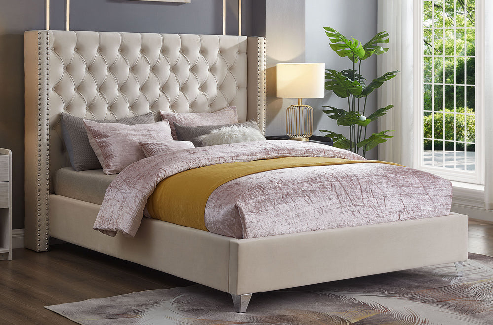 Springgarden Platform Bed - Black Velvet, Blue Velvet, Grey Velvet or White Velvet