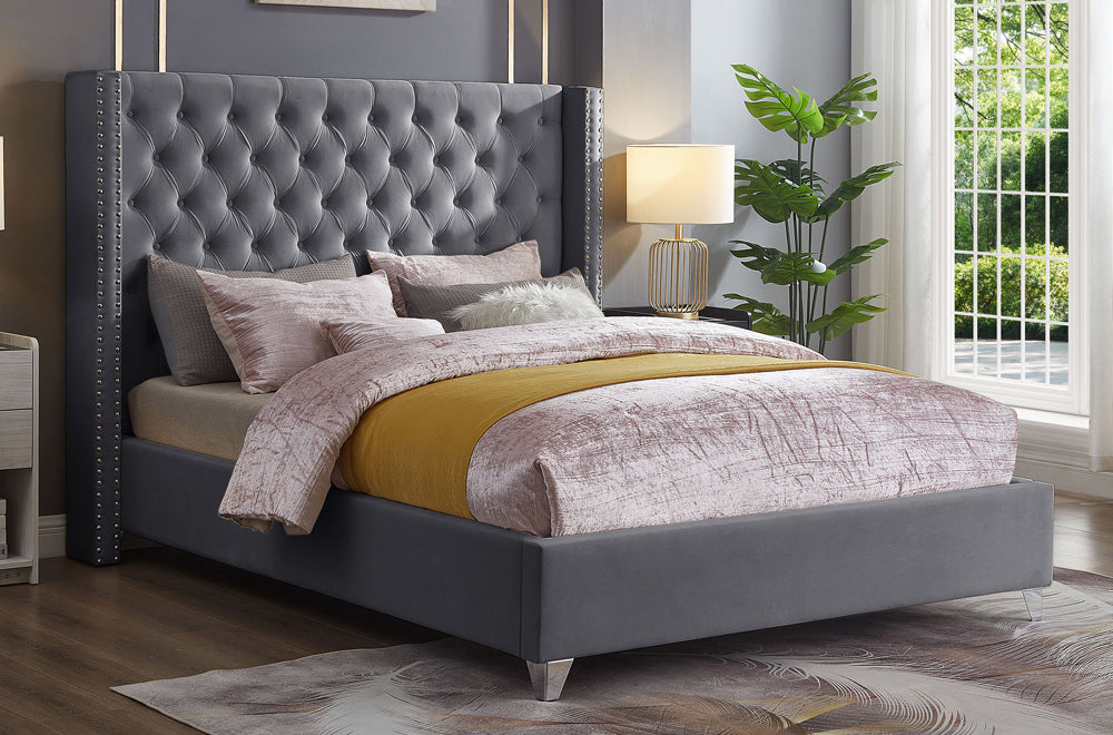 Springgarden Platform Bed - Black Velvet, Blue Velvet, Grey Velvet or White Velvet