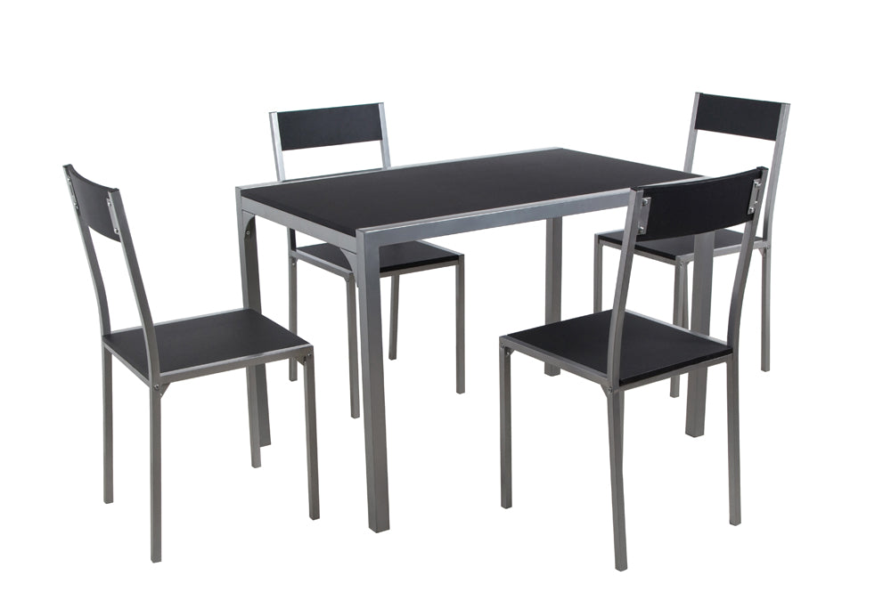 T3750 5 Piece Dining Set – Grey Metal & Oak Wood Finish