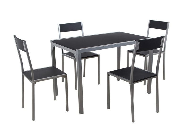 T3750 5 Piece Dining Set – Grey Metal & Oak Wood Finish