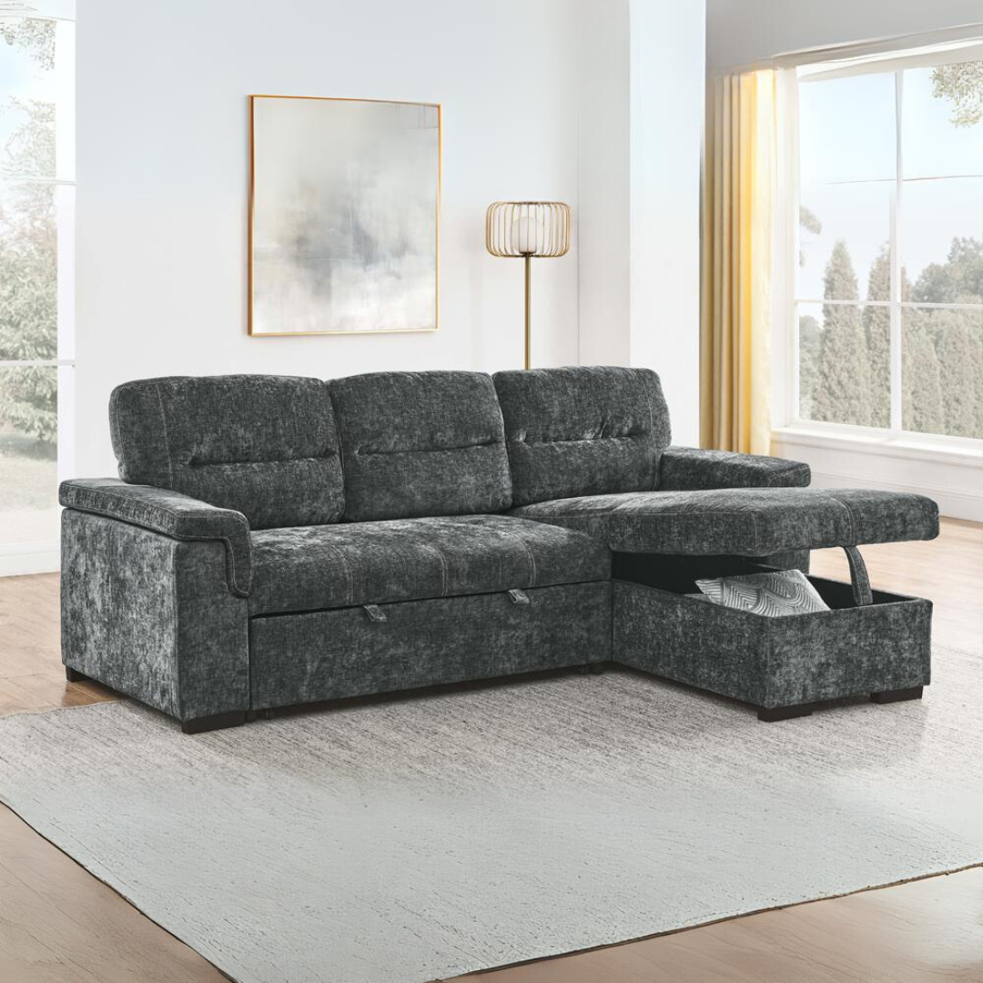 Alaric Sectional Sofa Midnight Grey - Angle View