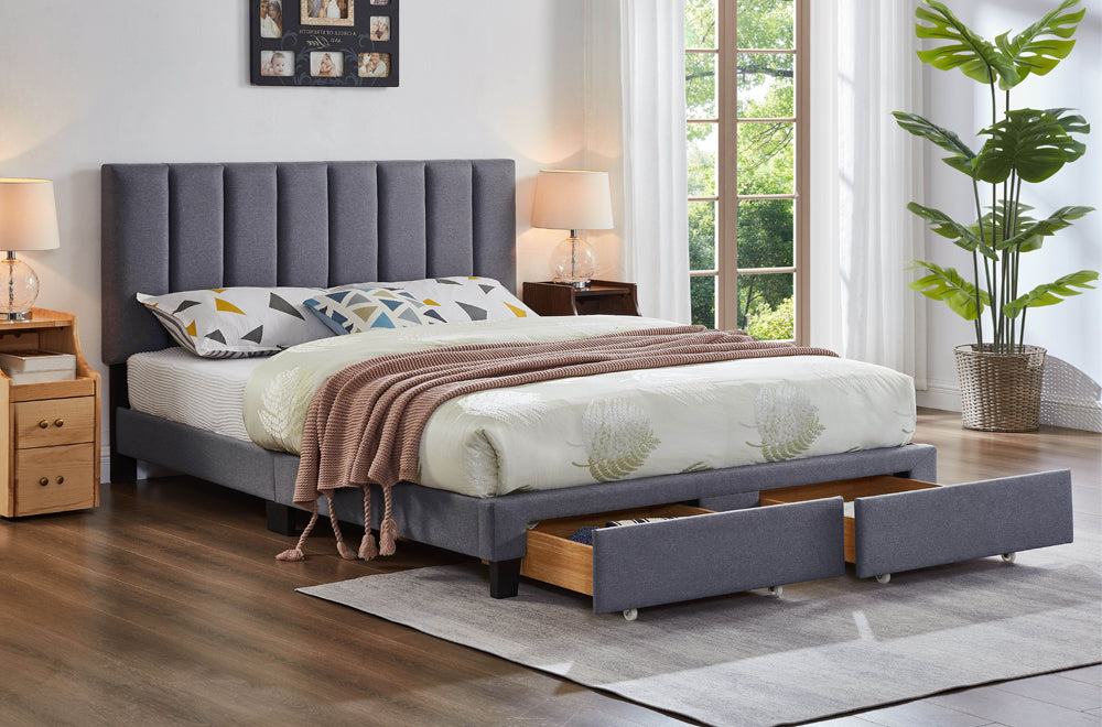 Bennett Grey Storage Platform Bed - Angled view