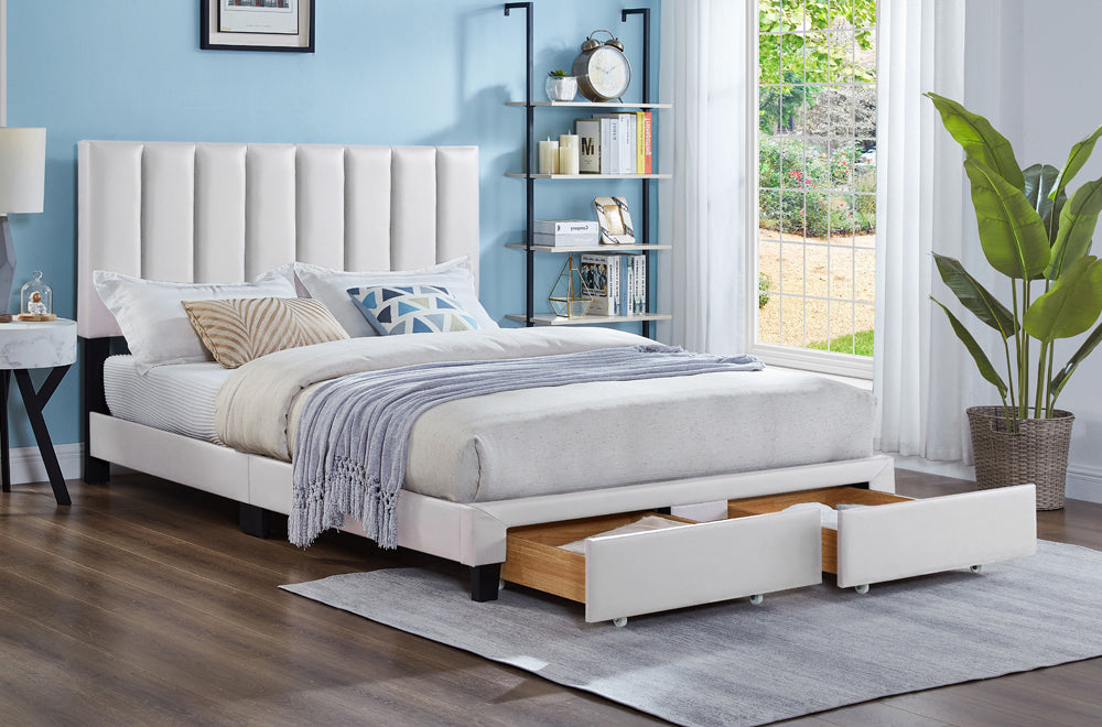 Bennett White Storage Platform Bed - Angled view