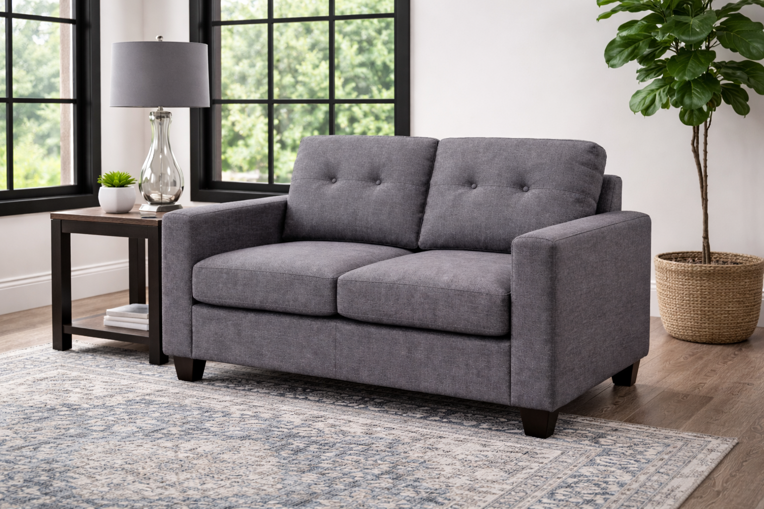 Branson Love Seat Charcoal - Angle View