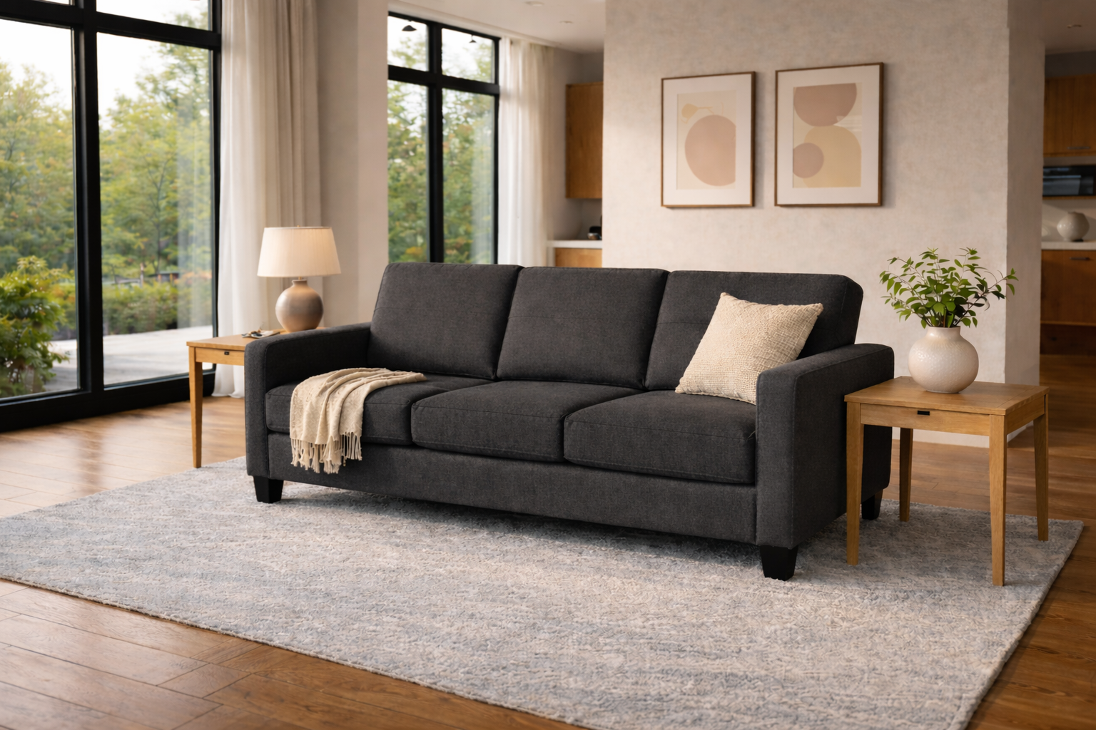 Branson Sofa Charcoal - Angle View
