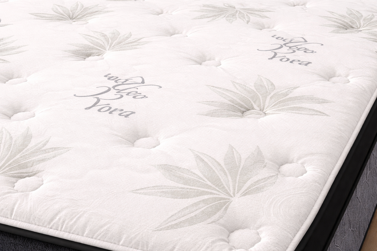 Angled close-up of Elite Gel Foam Pillow Top mattress showing aloe vera quilted surface detail