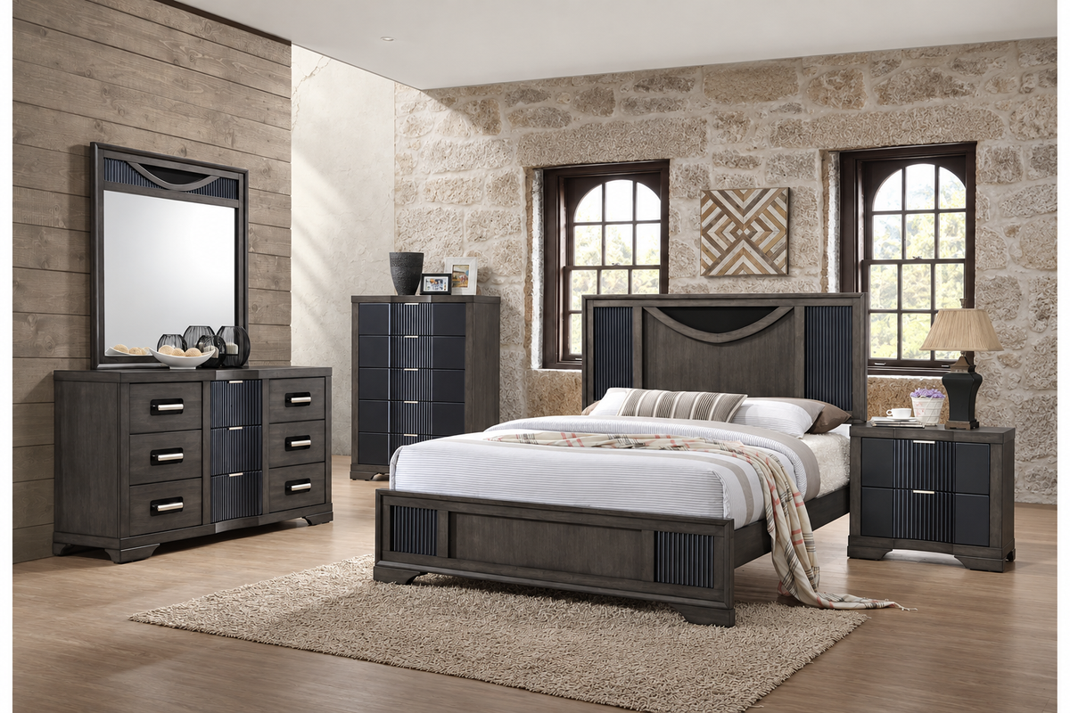 Ernest bedroom collection in a staged room with additional furniture