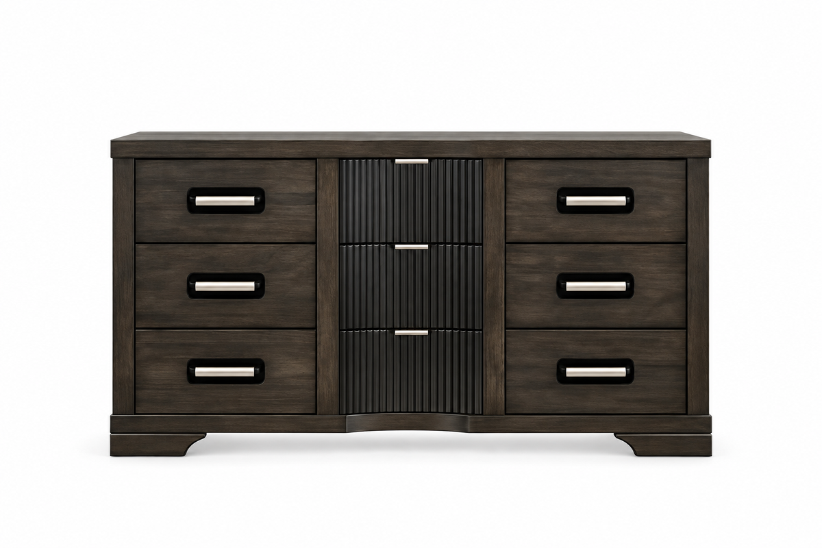 Ernest warm grey dresser, isolated view
