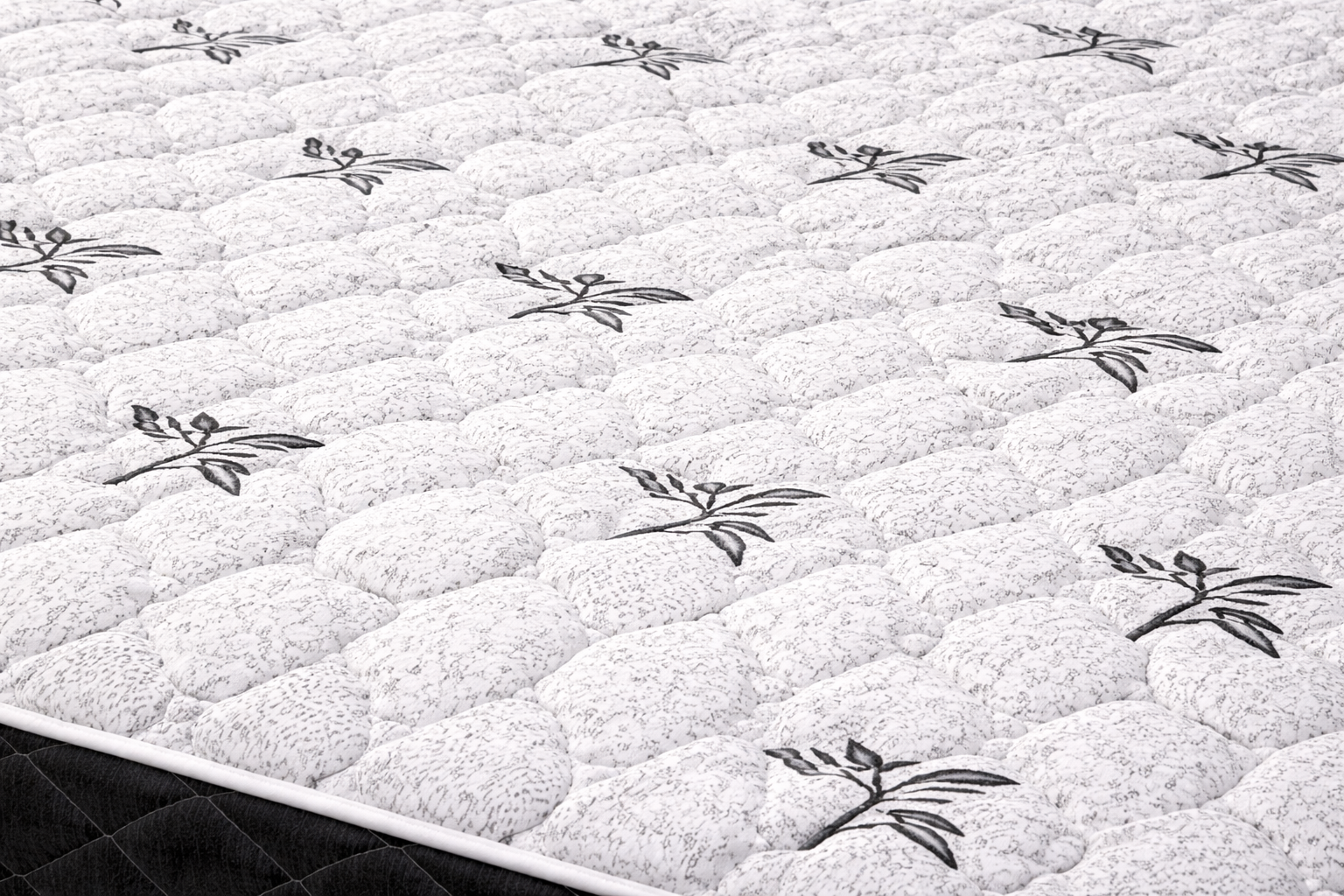 Everest mattress top view – bamboo quilted cover close angled view