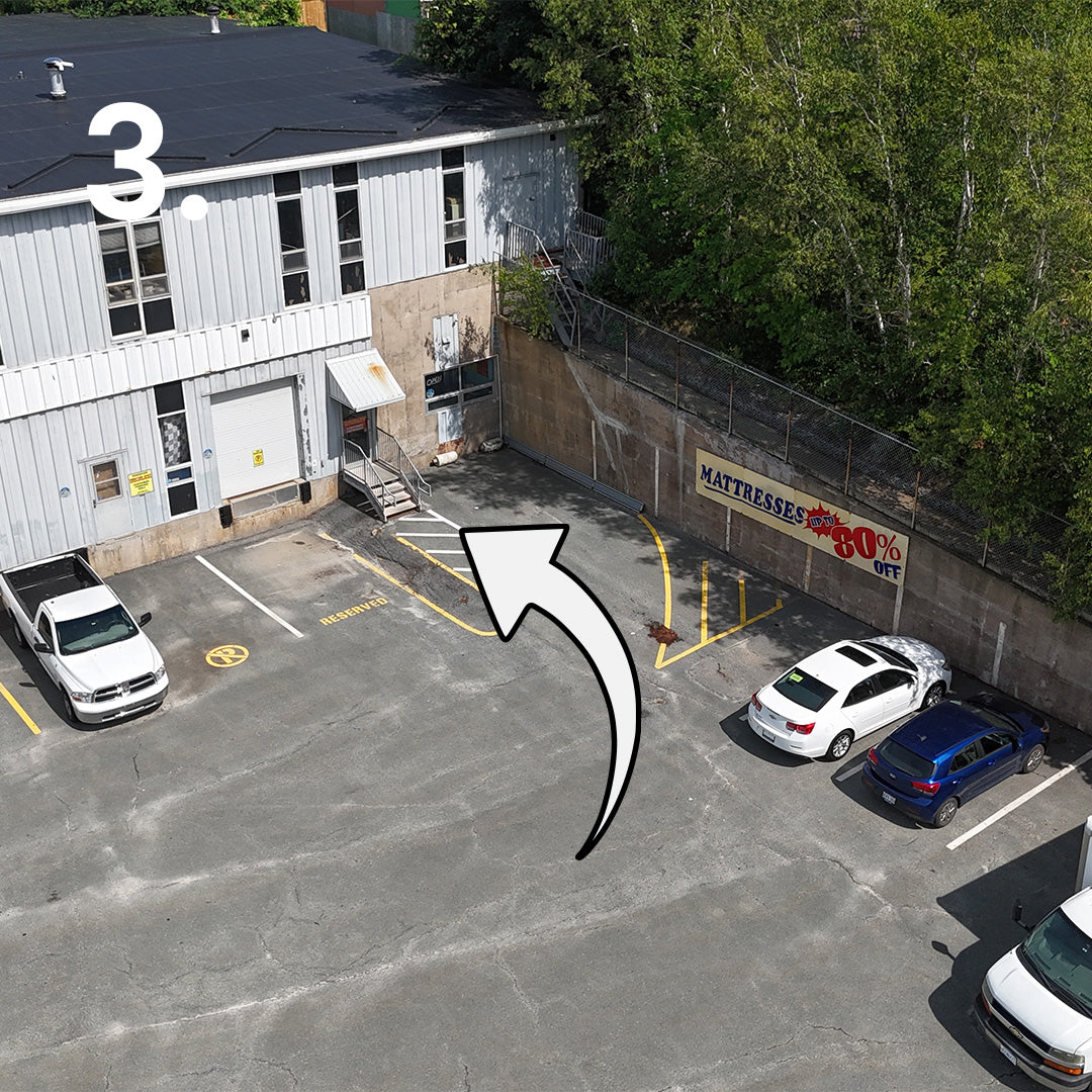 Main entrance door at Furniture Spot & Mattress Outlet in Halifax, Nova Scotia