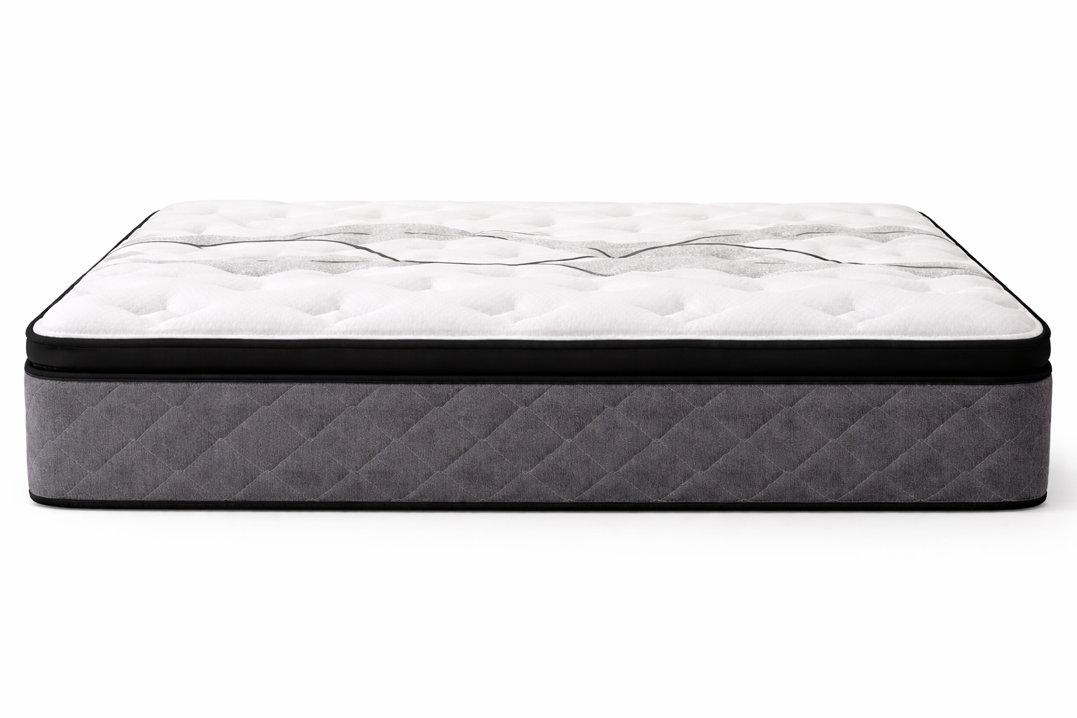 Side profile of Hailey Euro Top 10 inch rolled mattress showing thickness and quilted side panel