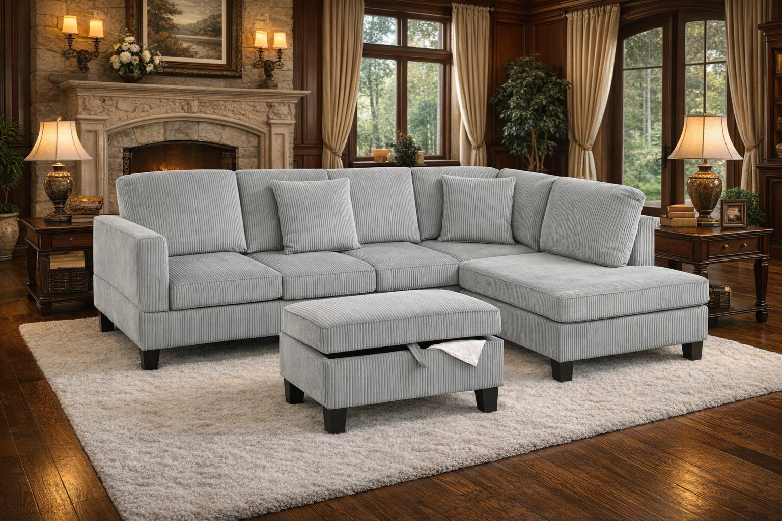 Kennedy Sectional Grey - Angle View