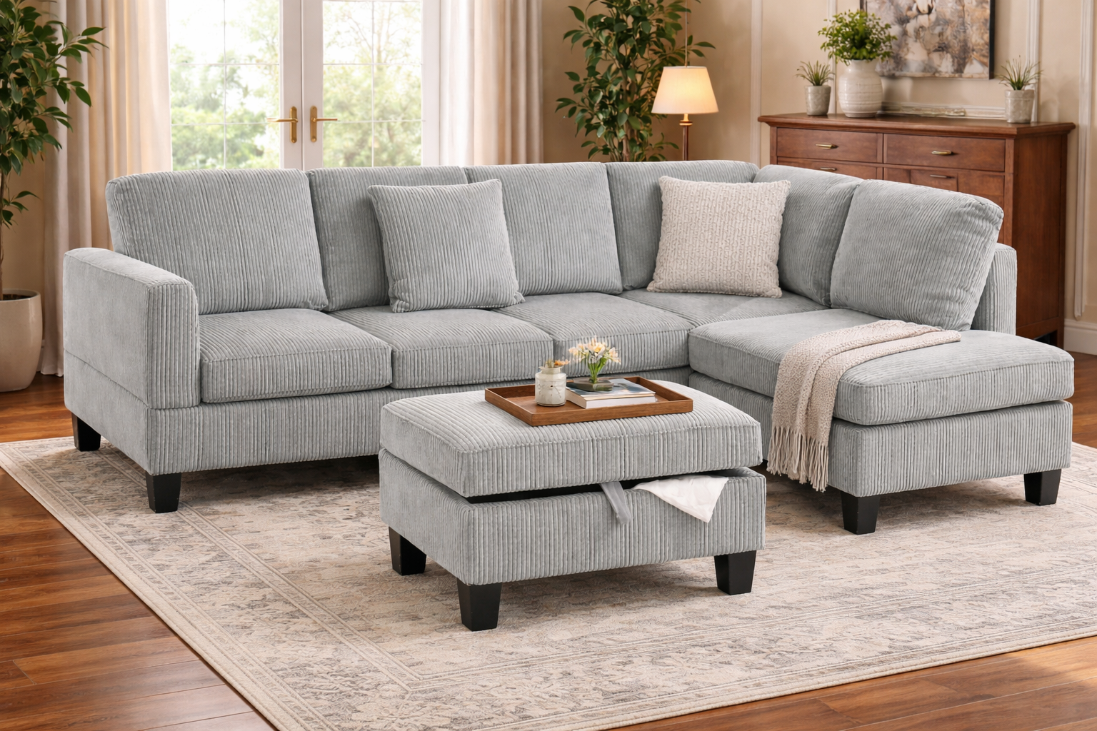 Kennedy Sectional Grey - Angle View