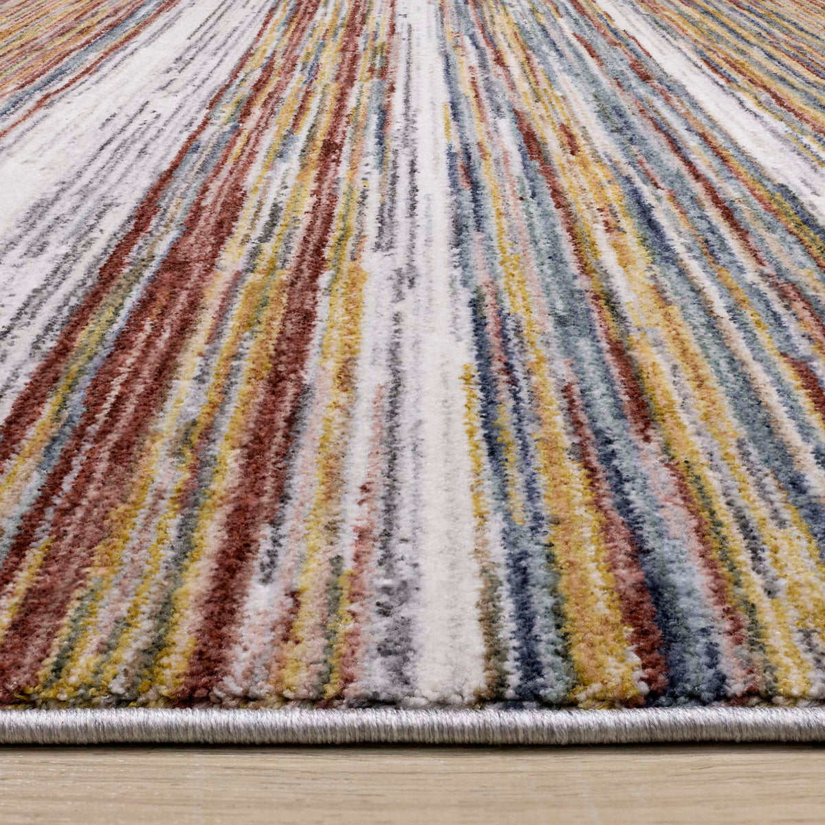 Marisa multicolour stripe area rug - texture and styling view 1