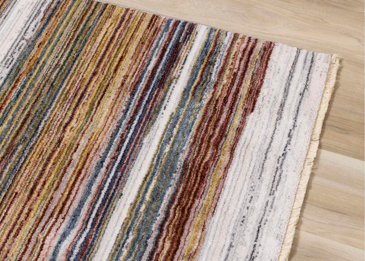 Marisa multicolour stripe area rug - texture and styling view 2