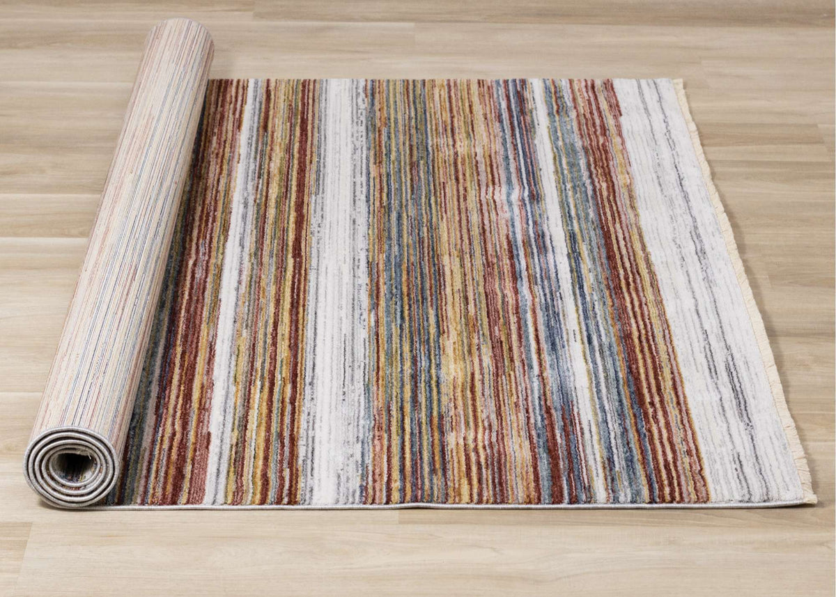 Marisa multicolour stripe area rug - texture and styling view 5