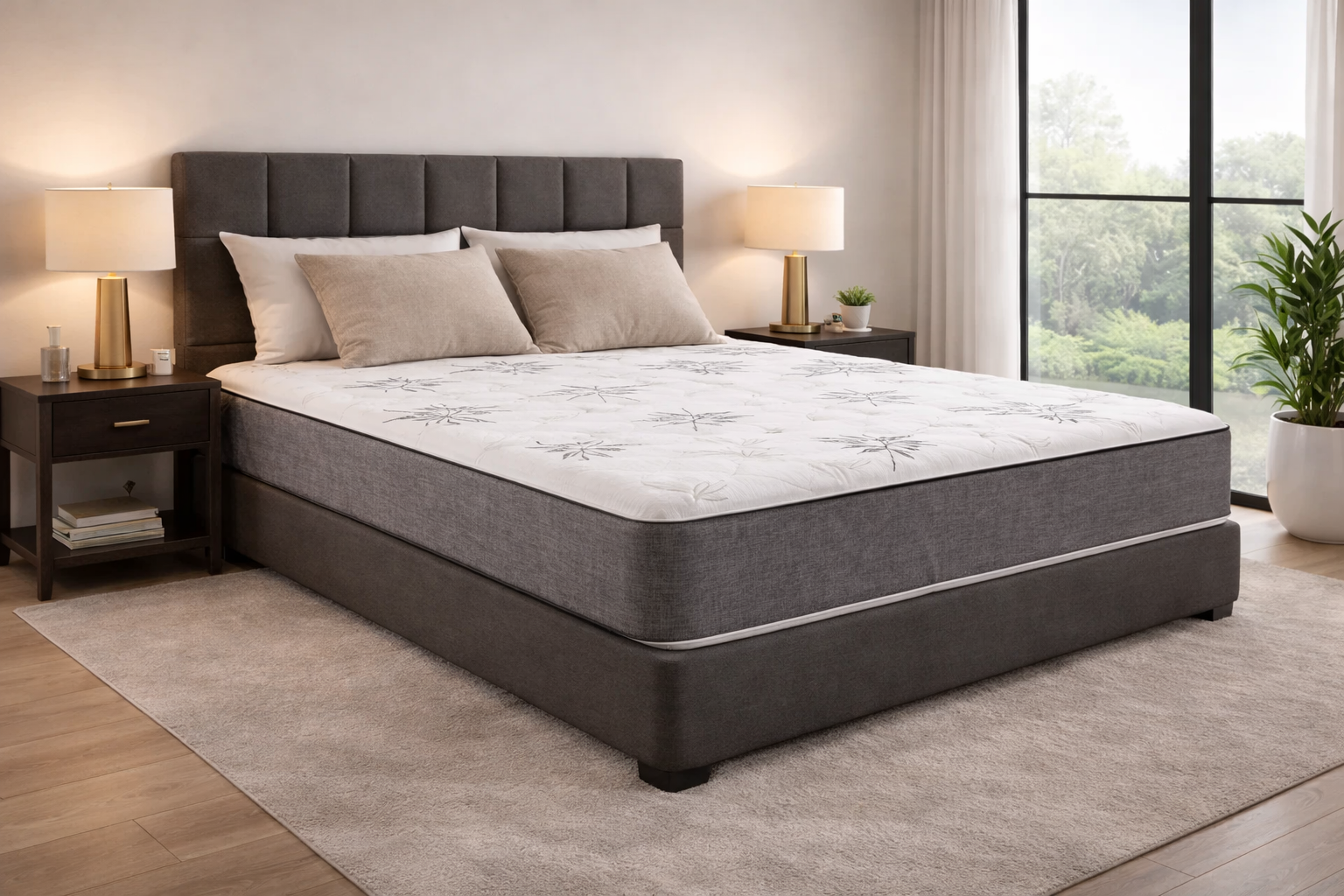 Marrisa 10 inch smooth top mattress in modern bedroom