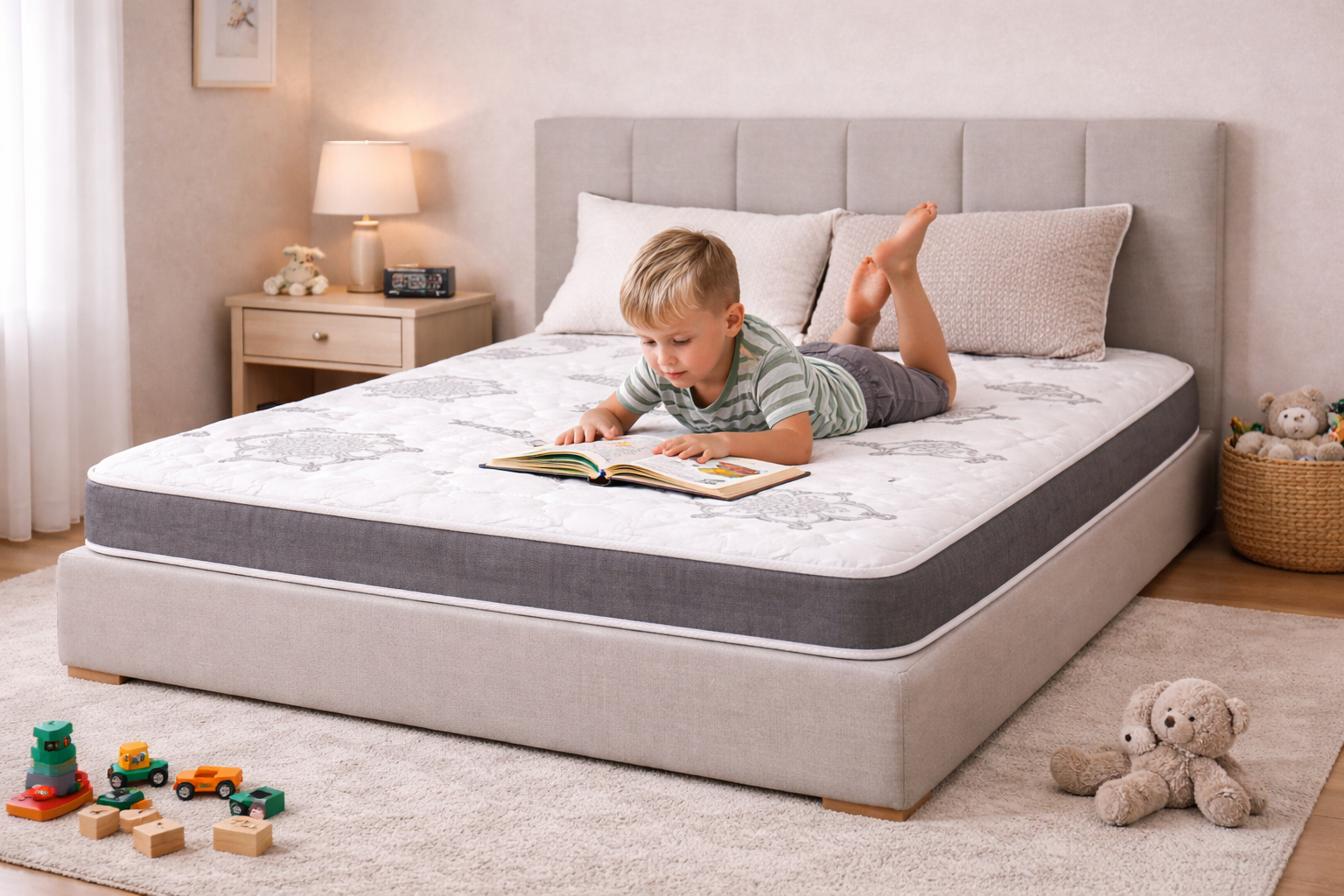 Marrisa 6.5 inch foam mattress in kids bedroom – child reading on bed