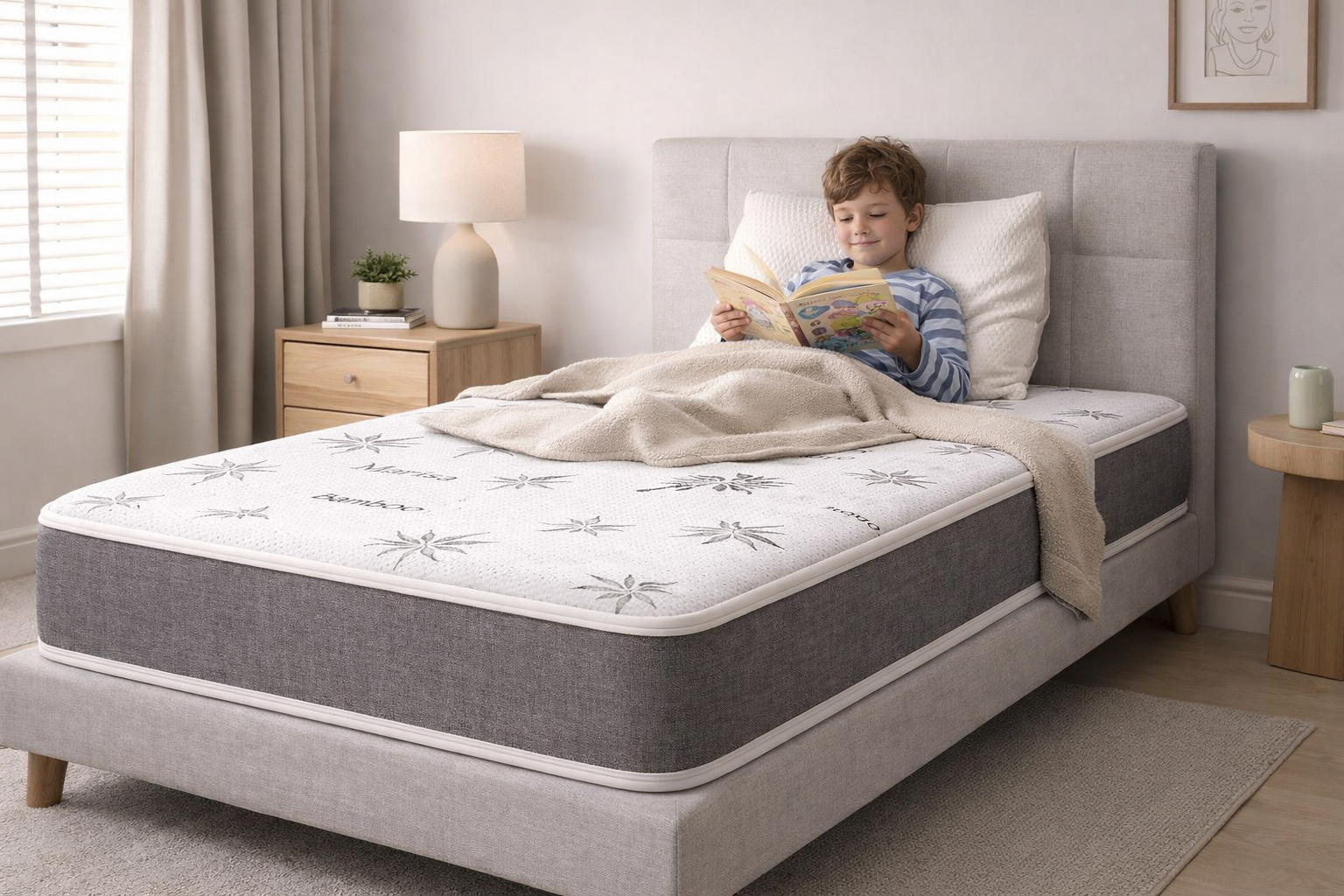 Marrisa 8 inch foam mattress in modern child bedroom