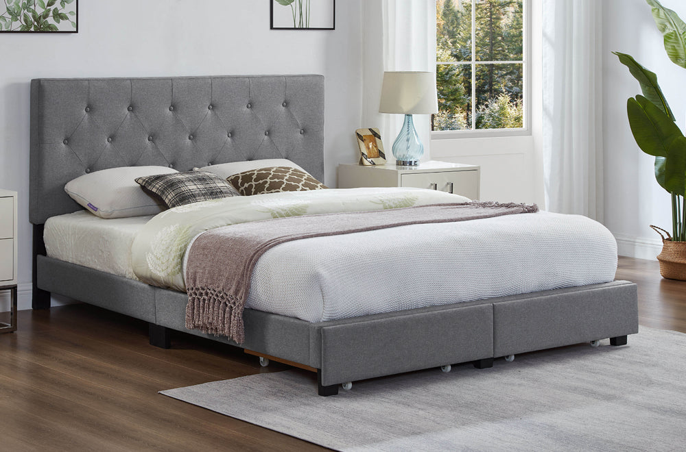 Mateo Storage Platform Bed Grey - Angled view