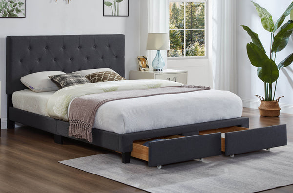 Mateo Storage Platform Bed Charcoal - Angled view