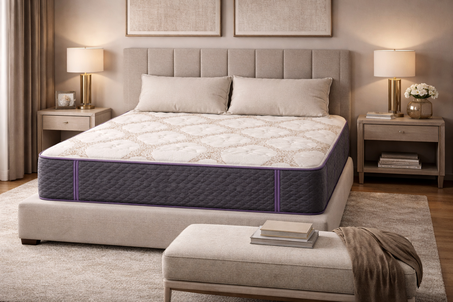 Megnaflix mattress in modern neutral bedroom