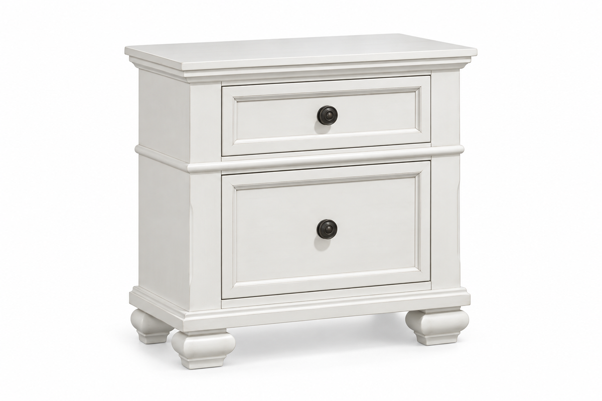 Romeo antique white bedroom set - antique white nightstand, product view