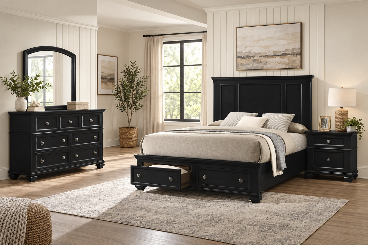 Romeo black bedroom set, bedroom setting