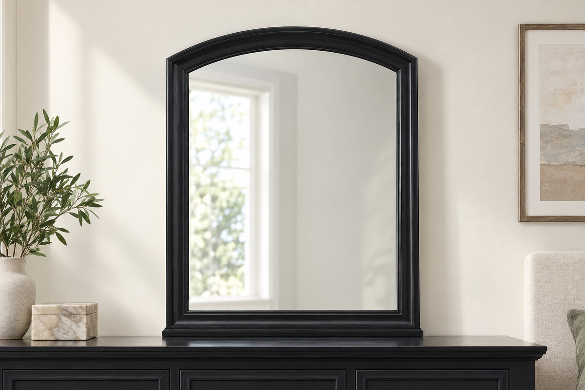 Romeo black mirror, angled view