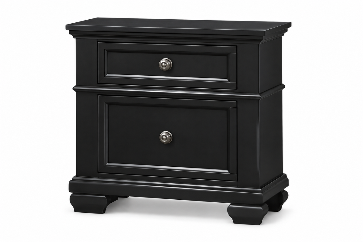 Romeo black nightstand, product view
