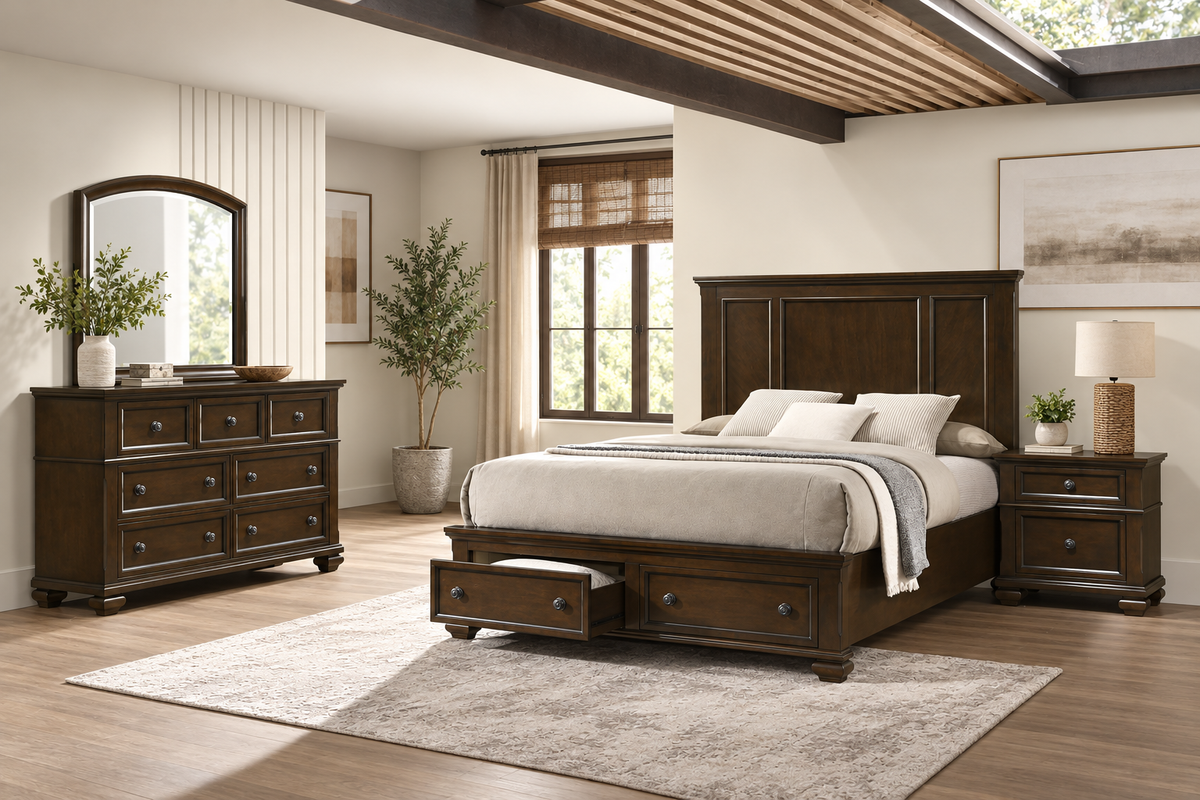 Romeo brown bedroom set, bedroom setting