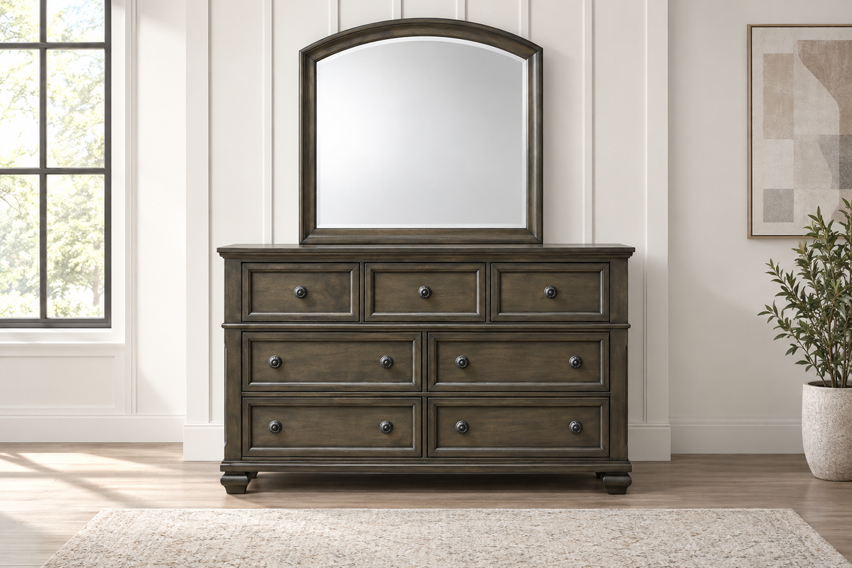 Romeo grey dresser, angled view