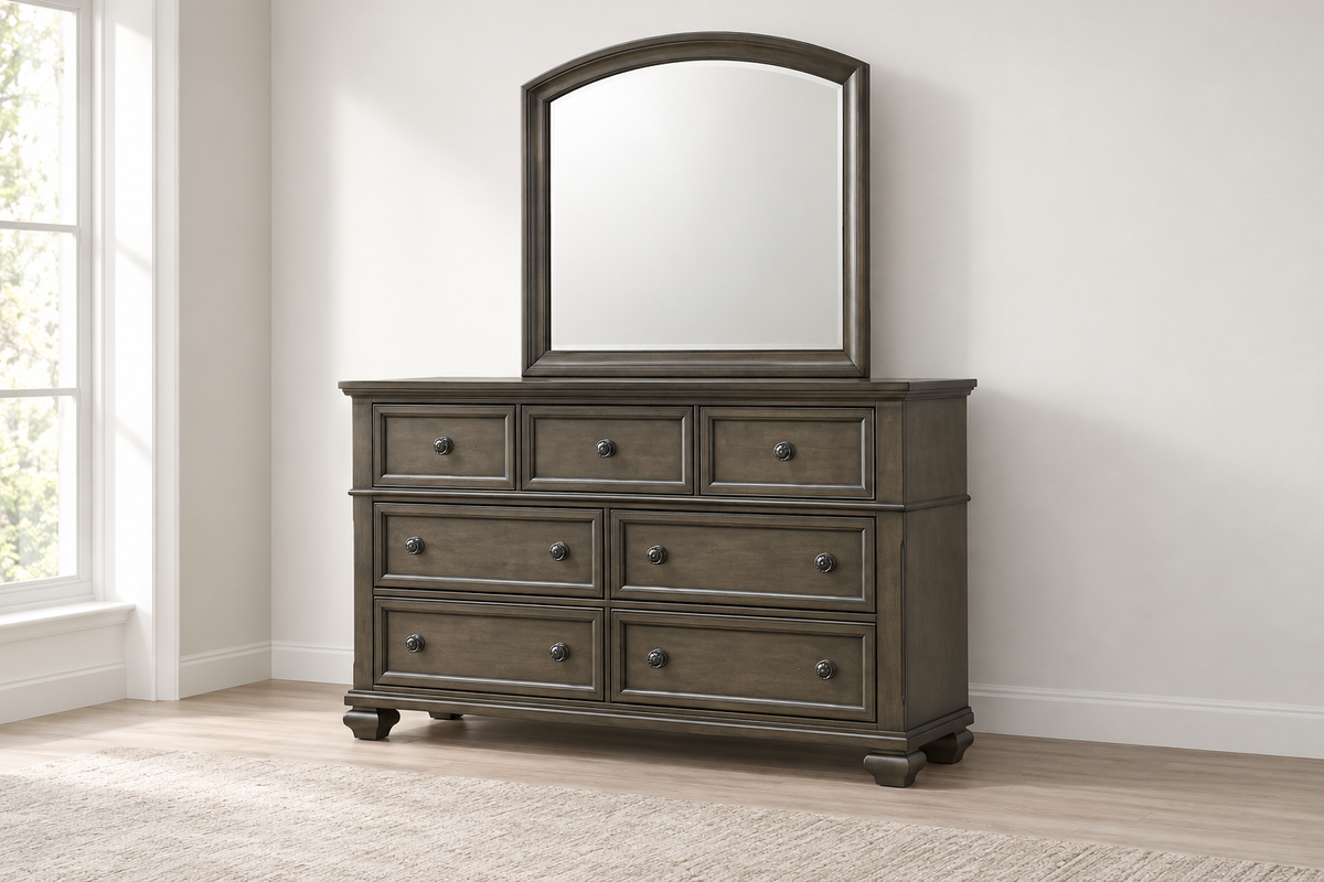 Romeo grey dresser, product photograph