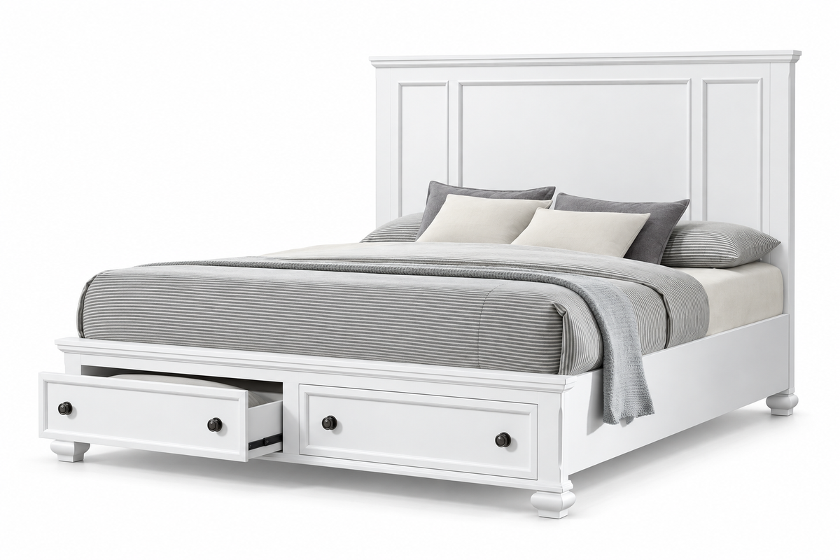 Romeo white bedroom set - white bed, product view