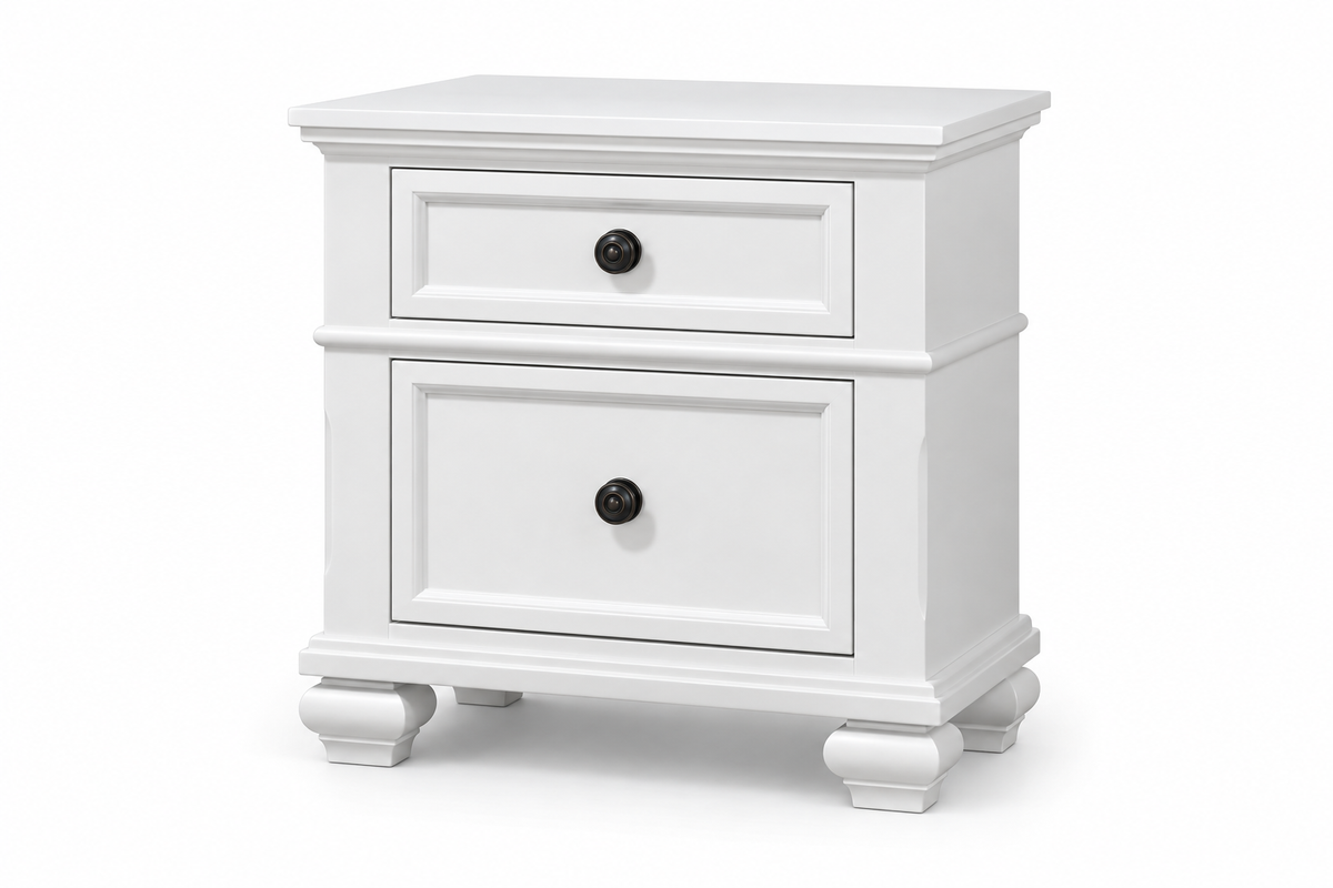 Romeo white nightstand, product view