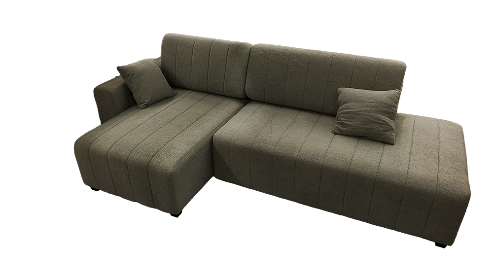SHEPPAED - Modern Teddy Fabric Left Chaise Sectional, Grey - Front View