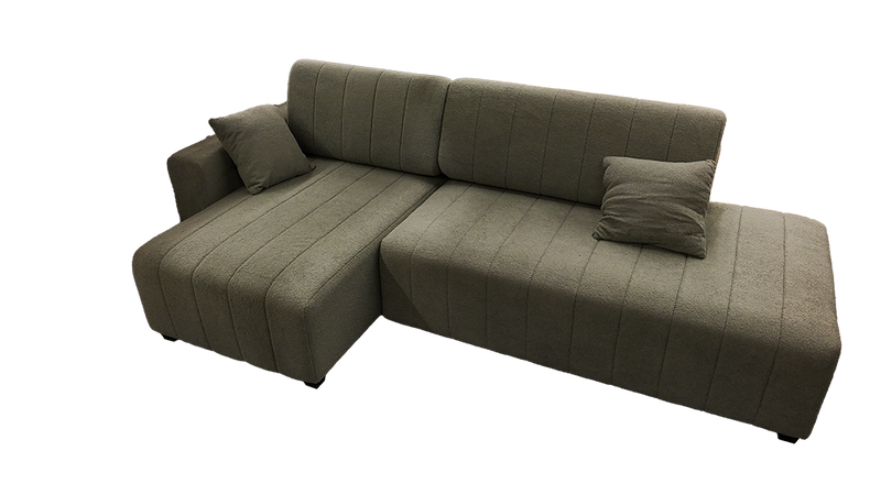 SHEPPAED - Modern Teddy Fabric Left Chaise Sectional, Grey