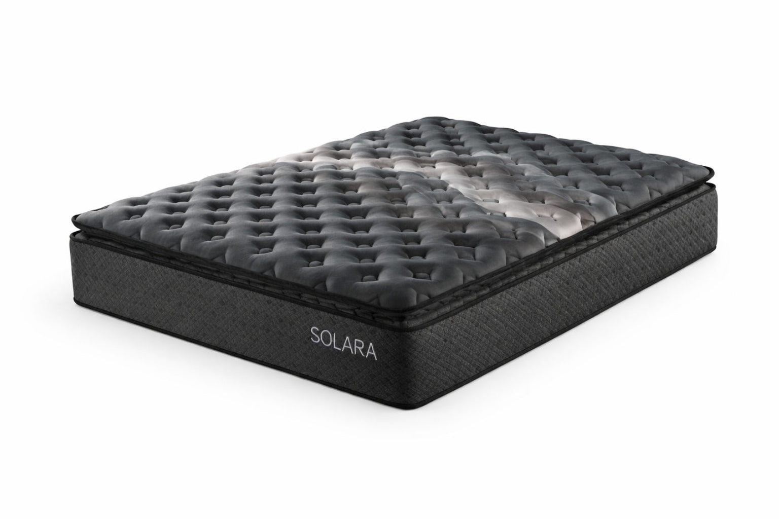 Queen size Solara mattress shown at a 3/4 angle on a white background.