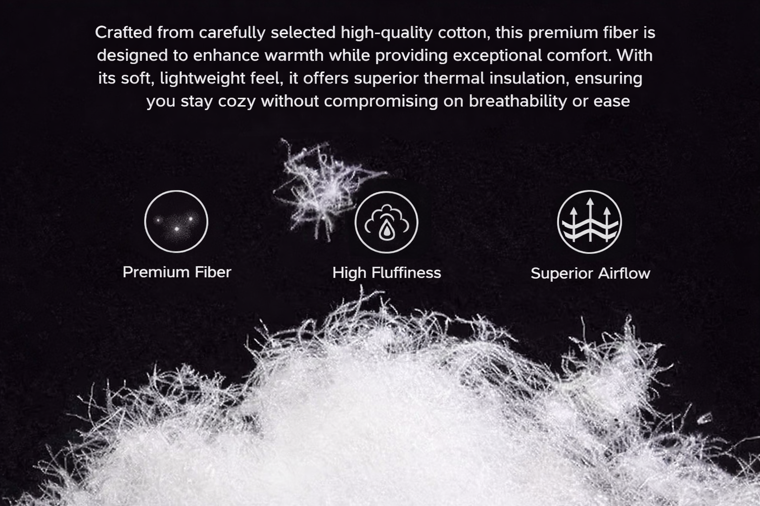 Solara mattress premium cotton fiber layer with high fluffiness, breathable airflow, and enhanced thermal comfort.