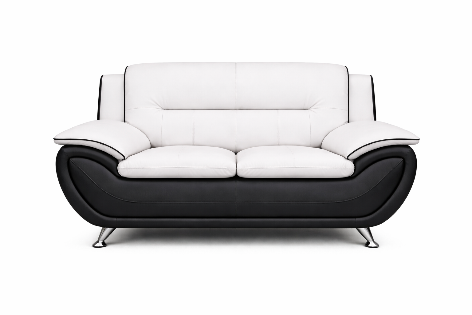 Speedy Loveseat Only White/Black - Front View