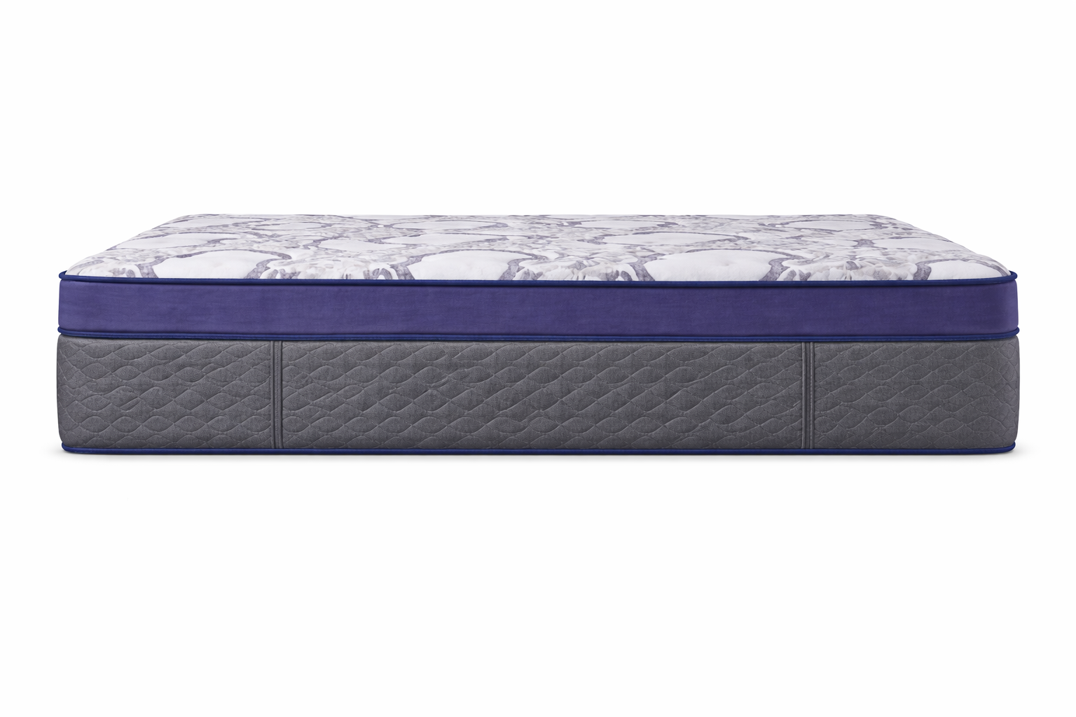 Side profile of the Tension Ease Luxury memory foam mattress showing full thickness and euro-top edge on a white background
