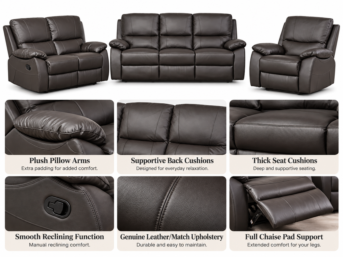 Trinity 3-Piece Sofa Set Espresso