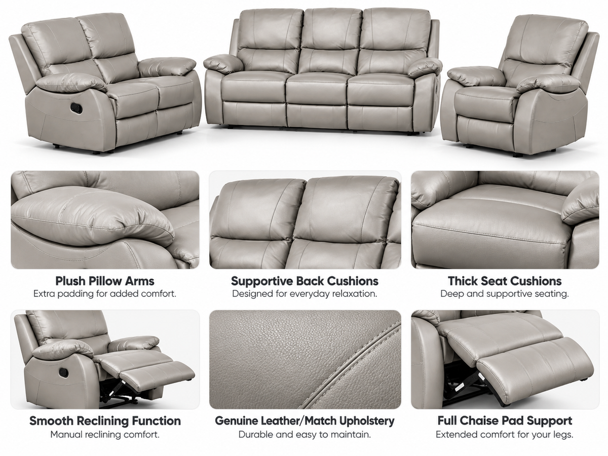 Trinity 3-Piece Sofa Set Light Grey