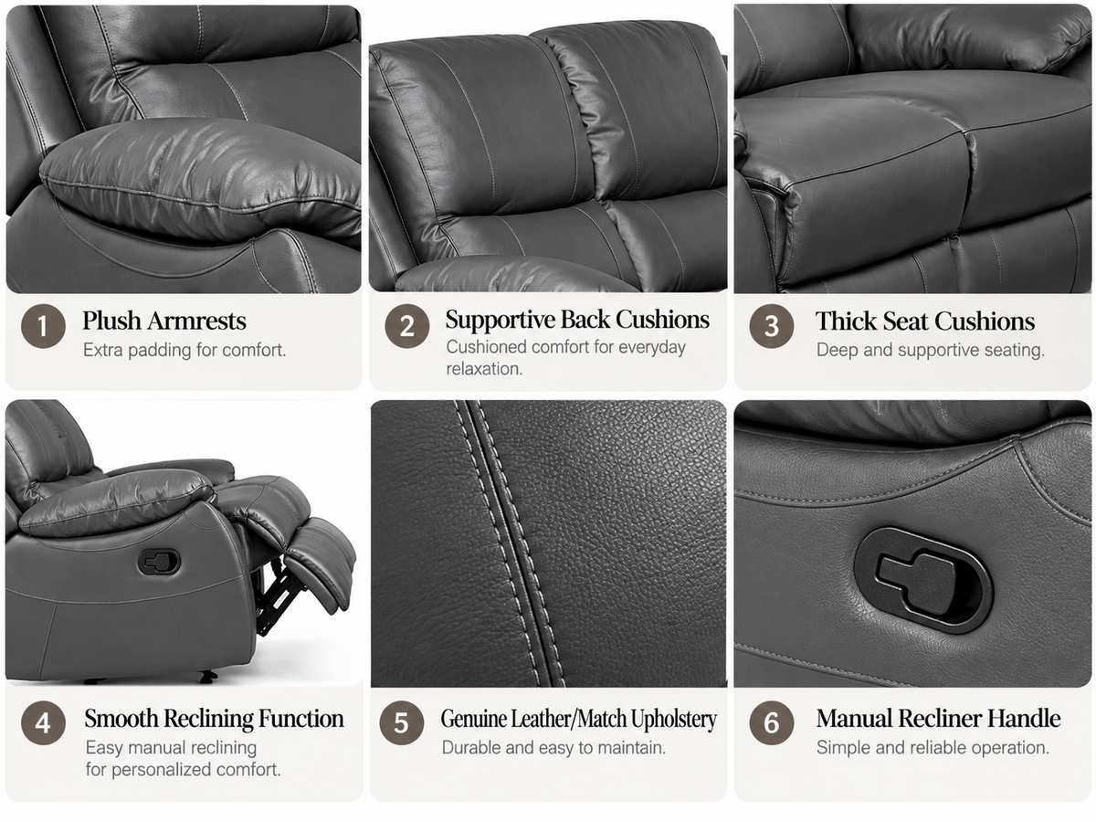 Trinity Reclining Love Seat Charcoal
