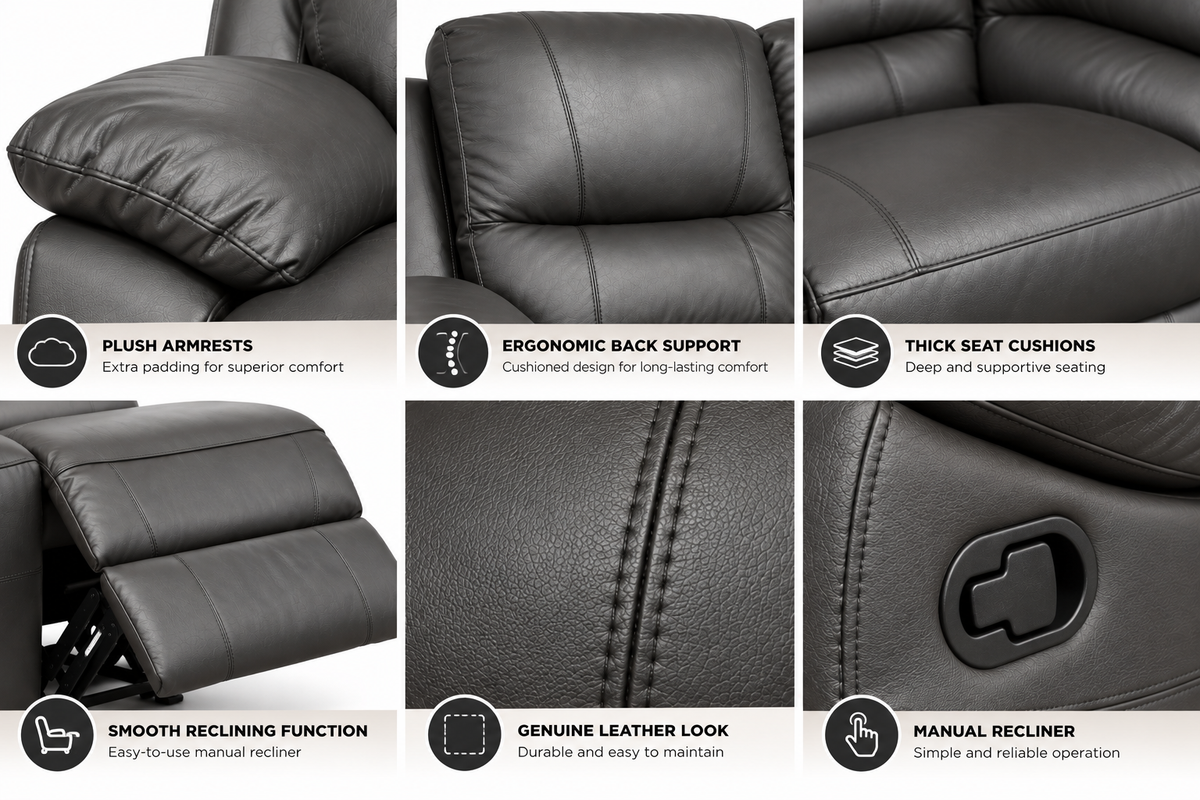 Trinity Reclining Sofa Charcoal