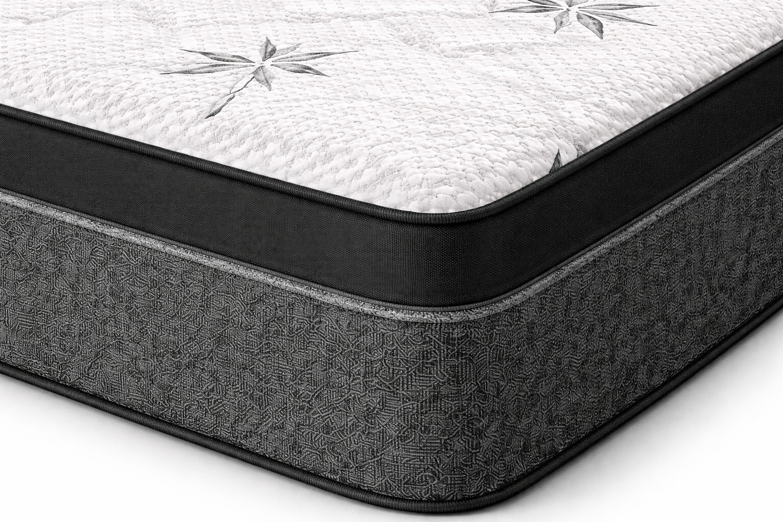 Victoria 12 Inch Mattress corner close-up showing stitching and side fabric