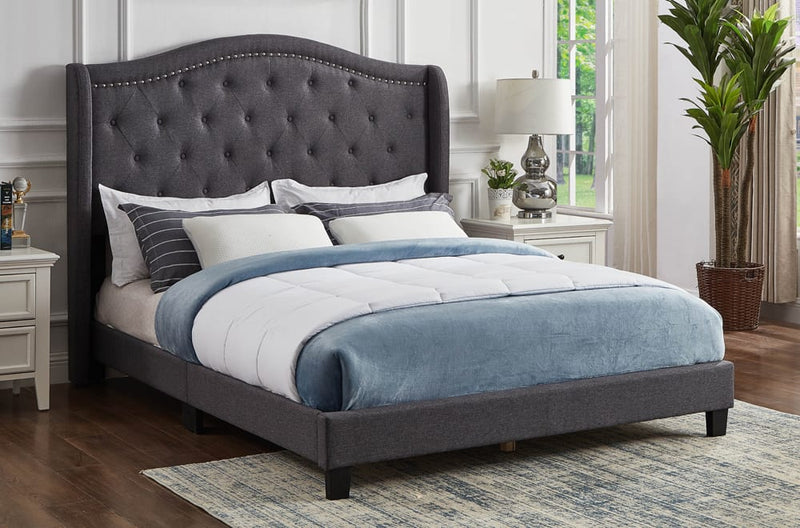 T2173 - Platform Bed with Headboard, Grey or Charcoal